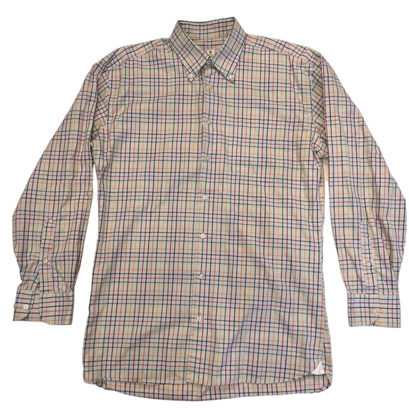 Peter Millar  Men's 100% Cotton Multi color Plaid Check Sport Shirt Size L - Picture 1 of 7